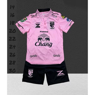 เสื้อกีฬาเด็กชุดบอลเด็กรุ่นคอจีนมีกระดุมใช่งานได้จริง
