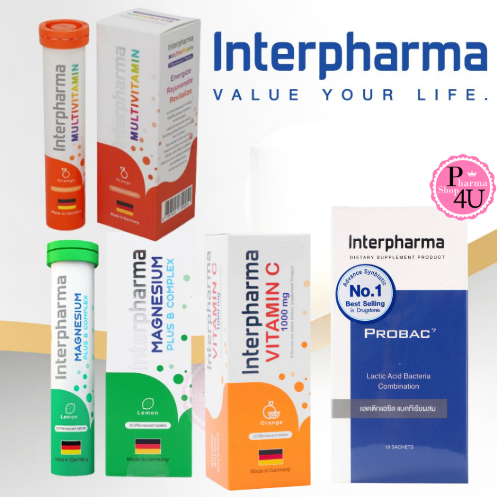Probac 7 แบบ 10ซอง / Multivitamin 20 เม็ด วิตามินรวม interpharma / Magnesium B complex Vitamin C #L1