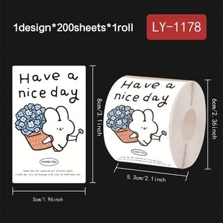 ( LY ) สติกเกอร์ปิดผนึกภาษาอังกฤษรูปสี่เหลี่ยม Good Day การ์ตูนสัตว์ พืช ดอกไม้ สติ๊กเกอร์ตกแต่งบรรจุภัณฑ์ของขวัญ