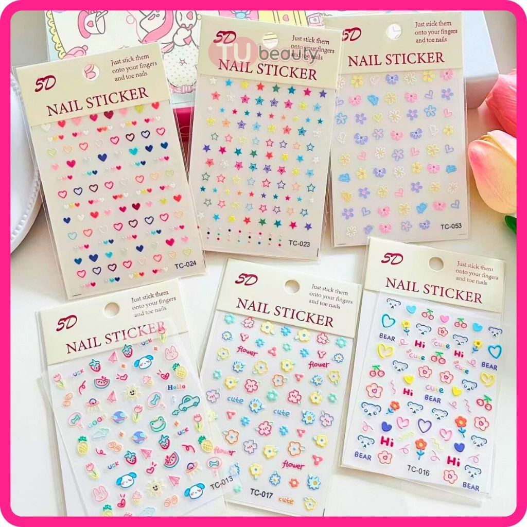 สติกเกอร์ติดเล็บ 5D ลายนูน Nail Sticker