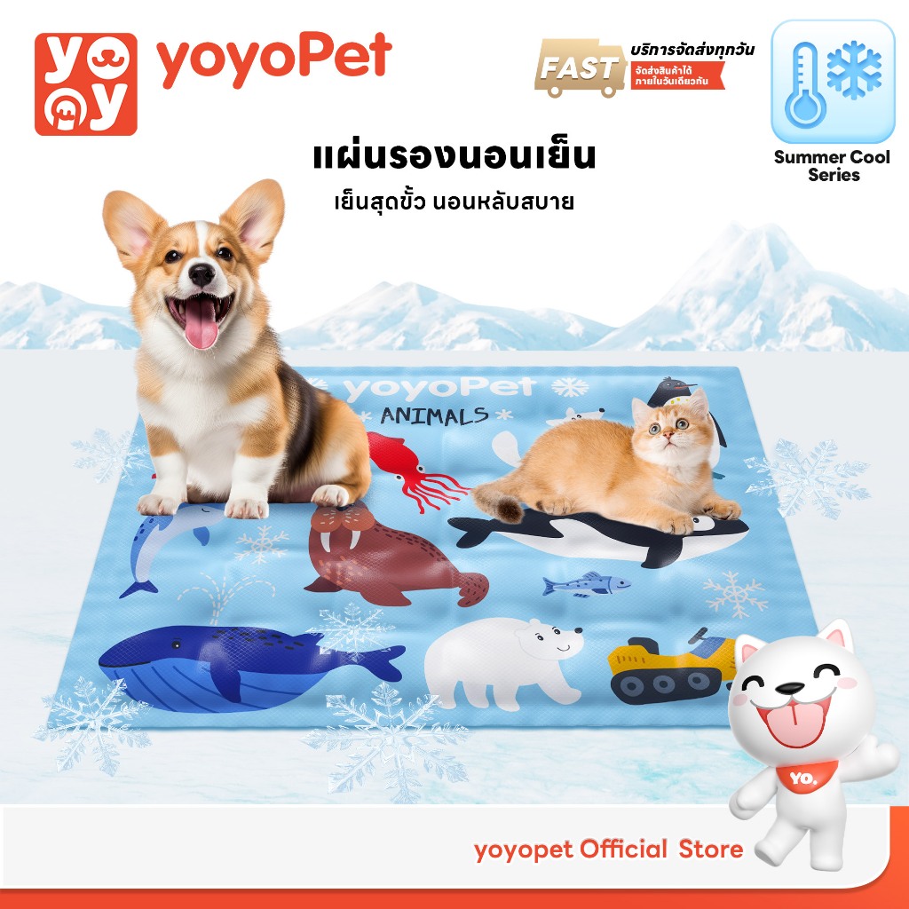 yoyopet : Cool gel mat ที่นอนเจลเย็น แผ่นรองนอนเย็น ลายพิเศษ yoyopet เย็นสุดขั้ว รุ่นเติมน้ำ