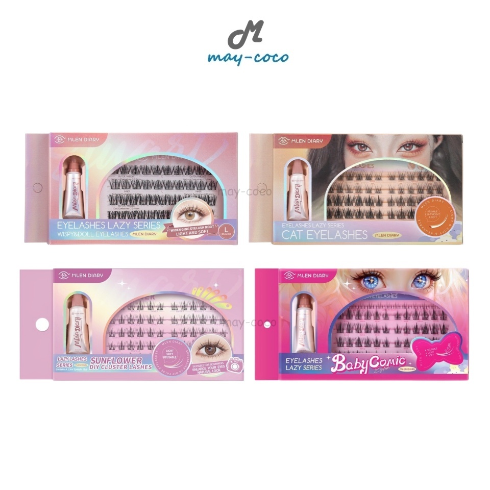 ถูก/แท้/มีไลฟ์ ขนตาปลอม MLEN DIARY Lazy Lashes Series ขนตาปลอมพร้อมกาวในกล่อง ติดขนตา ตาหวาน ตากลมโต