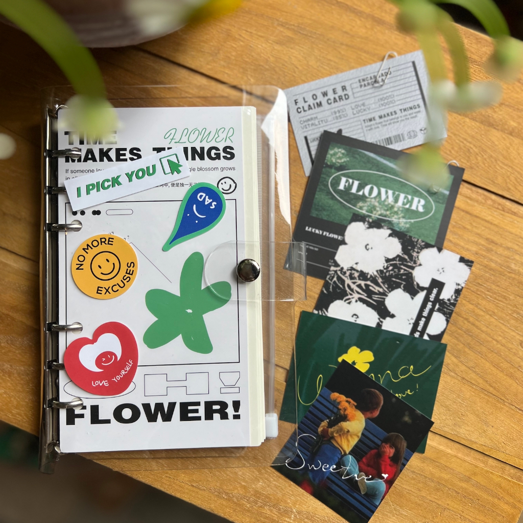 สมุดA6 ปกสีใส Planner Journal ตกแต่ง DIY เองได้ รวมกระดาษกริด/จุด/เส้น/เปล่า ของขวัญสุดน่ารัก