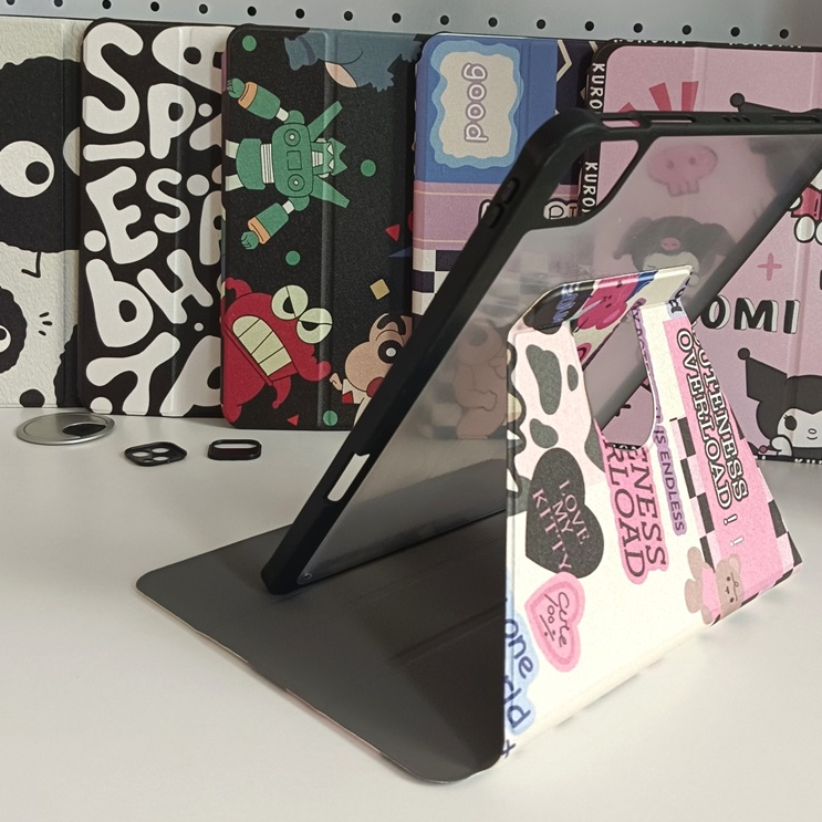 【พร้อมส่ง】เคสไอแพด รูปแบบการ์ตูน ปรับองศาได้360° Air4 air5 A16 Air  11" 13 M2 3 Pro11  10th  gen7 8 9 10 pro 13 pro12.9