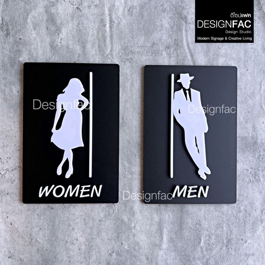 ป้ายห้องน้ำชายหญิง MEN WOMEN ป้ายห้องน้ำสวยๆ สุขา ป้ายอะคริลิค สไตล์โมเดิร์น มินิมอล,Designfac