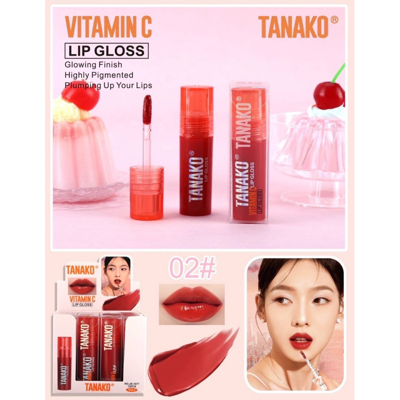 (JK1077) TANAKO Vitamin C Lip Gloss ลิปจิ้มจุ่ม เนื้อวาว สีชัด สวย ติดทน ขนาด 3 มล. - รูปที่ 2