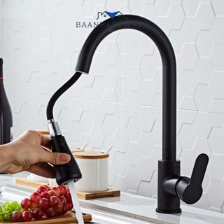 BAANHARDWARE ก๊อกซิงค์น้ำผสม ก๊อกอ่างล้างจาน หัวฝักบัวสเปร์โยกได้360หมุนได้ ก๊อกน้ำห้องครัวมัลติฟังก์ชั่น MA-B-005