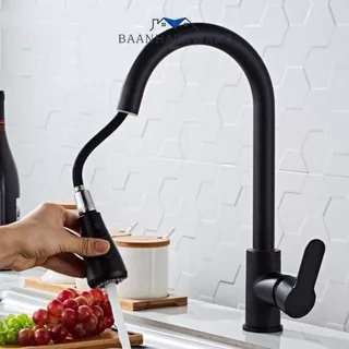 BAANHARDWARE ก๊อกซิงค์น้ำผสม ก๊อกอ่างล้างจาน หัวฝักบัวสเปร์โยกได้360หมุนได้ ก๊อกน้ำห้องครัวมัลติฟังก์ชั่น MA-B-005