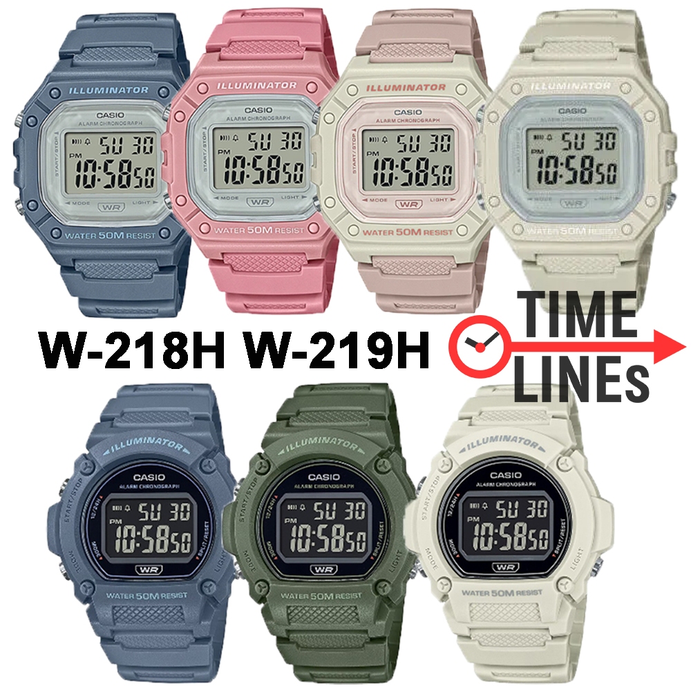 CASIO ของแท้ รุ่น W-218HC W-218HD W-218H W-219H นาฬิกาผู้ชาย นาฬิกาผู้หญิง ยอดนิยม รับประกัน 1 ปี W2