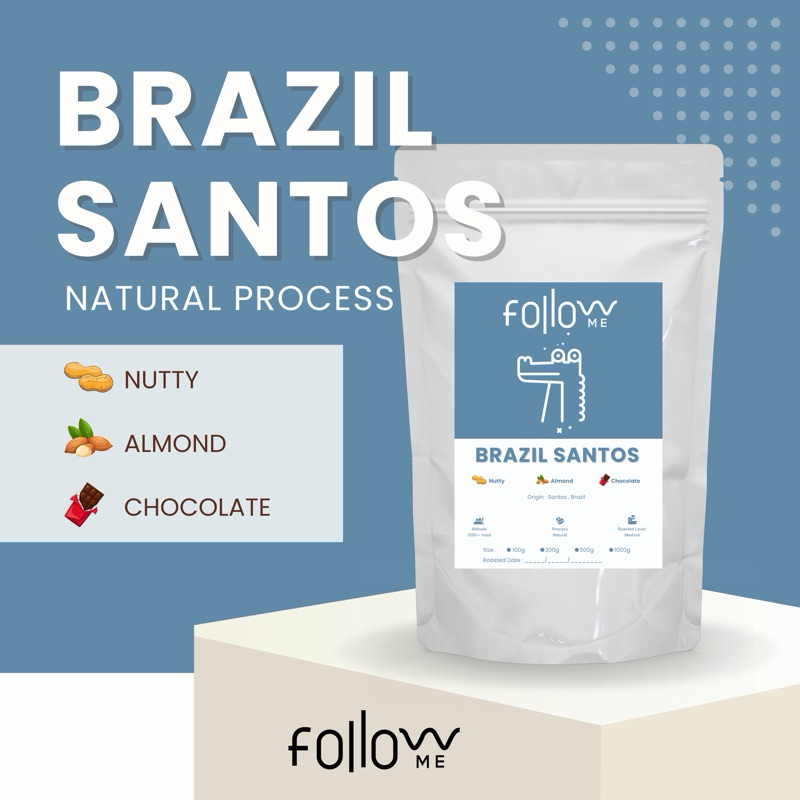 เมล็ดกาแฟ Brazil Santos คั่วกลาง เปรี้ยวน้อย