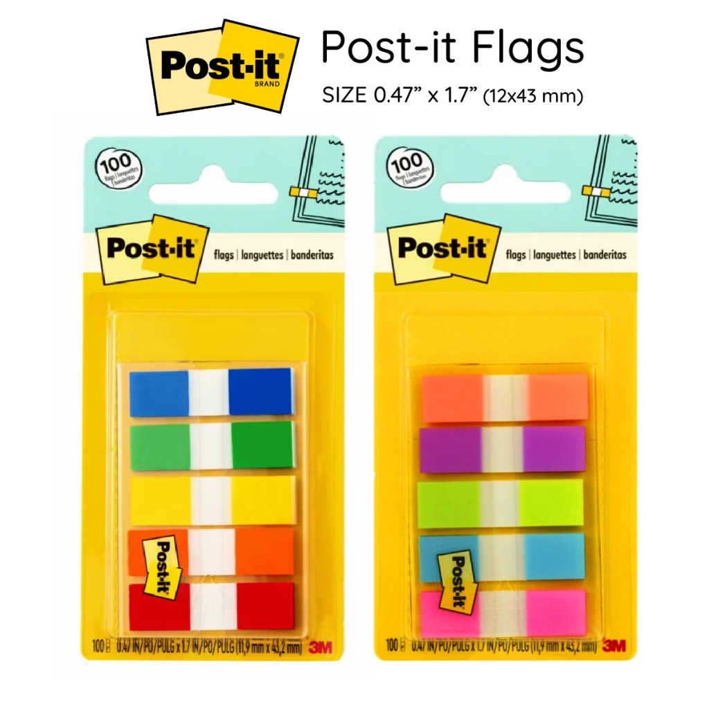 โพสท์-อิท แฟล็กซ์ กระดาษโน๊ตกาว Post-it Flags 683-5CF / 683-5CFB / 683-5CB2 ขนาด 0.47x1.7 นิ้ว [S24]