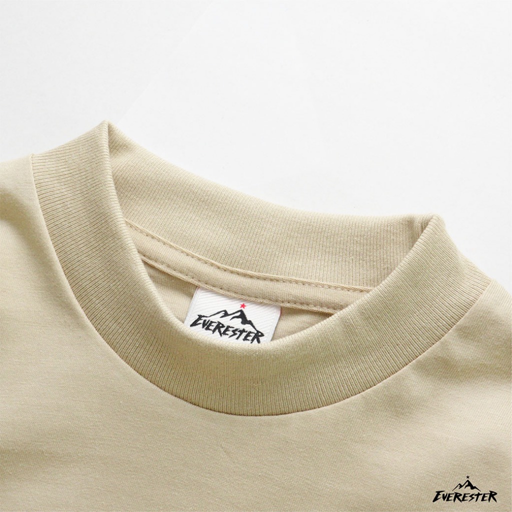 EVERESTER เสื้อยืดเด็ก อายุ 4-12 ปี คอฟิต Heavy Cotton 100% Oversize สีเบจ ดำ ขาว เด็กผู้ชาย Konf