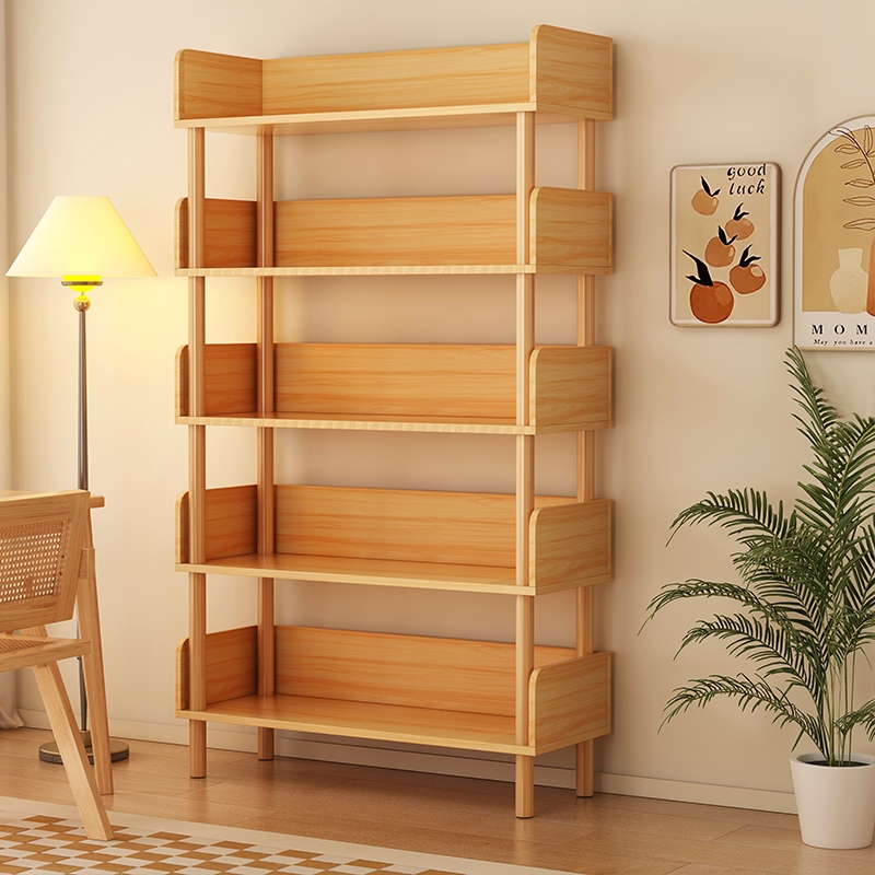 JoyParty ชั้นวางหนังสือ ผลิตจากไม้เเท้ มีรั้วกั้น  ชั้นวางของ ติดตั้งง่าย หลายชั้น  ชั้นวางของใส่ของ bookshelf