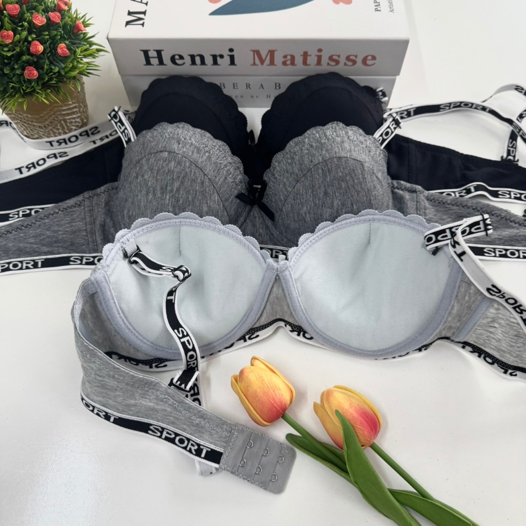 เสื้อในมีโครง คัพA ฟองหนา 2cm ผู้หญิง บรา Women Lady Underwear สายถอดได้ ไซส์ 32-36 ใส่สบาย คอตตอน