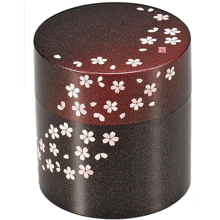 Tatsumiya Tea Canister "Akane Sakura" - Red