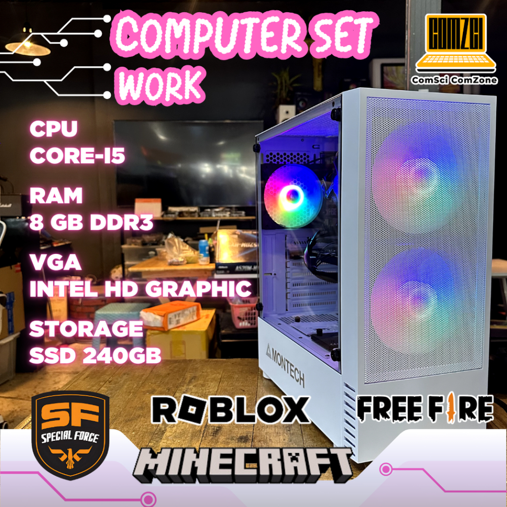 คอมพิวเตอร์ครบชุด Core-i5 / Ram 8GB / SSD 240GB / Intel HD Graphic ทำงาน, เล่นเกม SF/Roblox/FreeFire -ComSciComZone