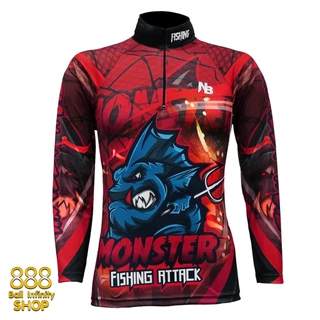 เสื้อตกปลา,ปั่นจักรยาน Set สี 27 Monster Fishing Attack มีให้เลือก 4 สี (สินค้าพร้อมจัดส่ง) ป้องกันแสง UV