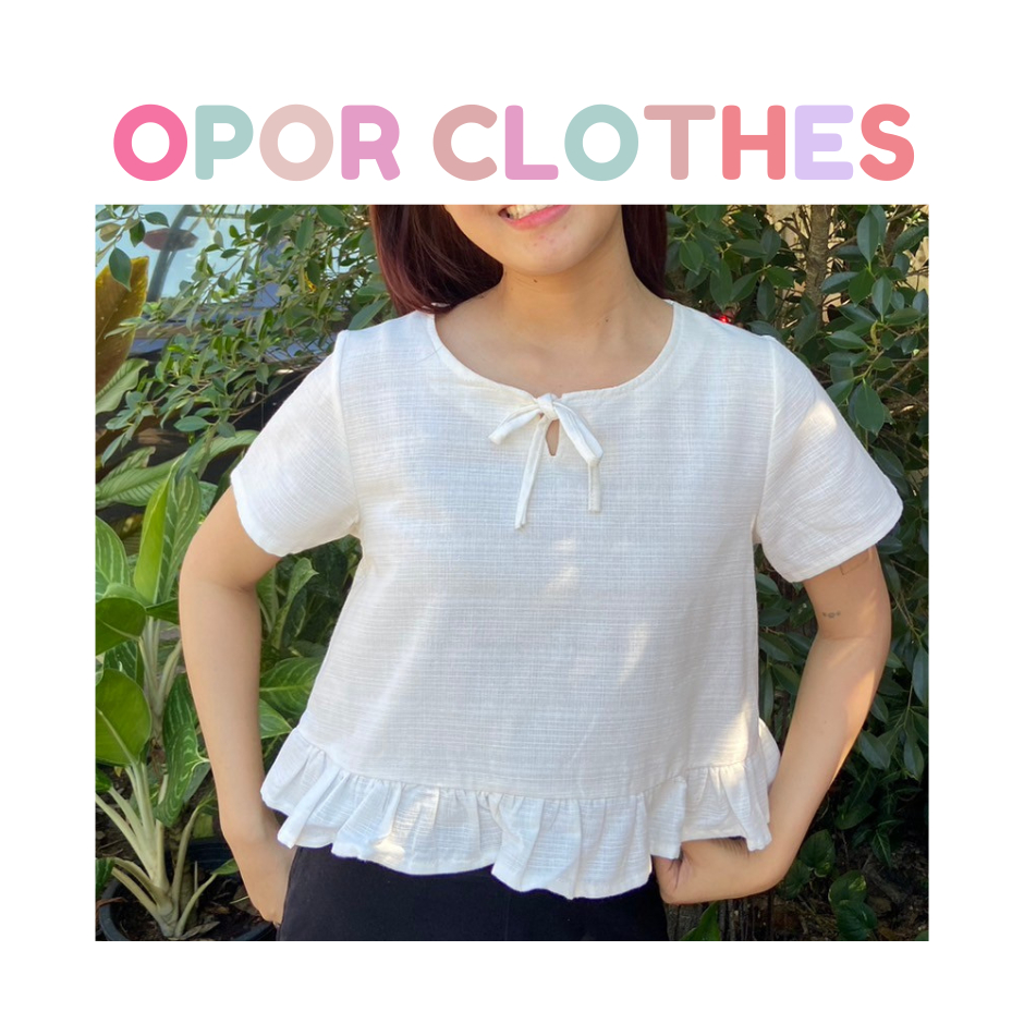 👗 เสื้อครอปผ้าฝ้ายคอระบาย