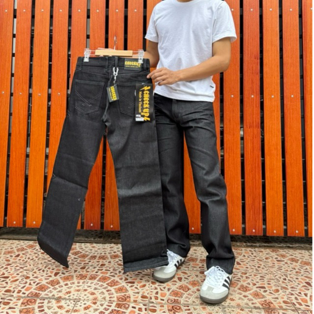 กางเกงยีนส์ขากระบอก ผ้าดิบ14 ออนซ์ ปั้นเฟดง่าย ป้ายCHECKUPแถมป้าย+ตะขอฟรี - รูปที่ 5