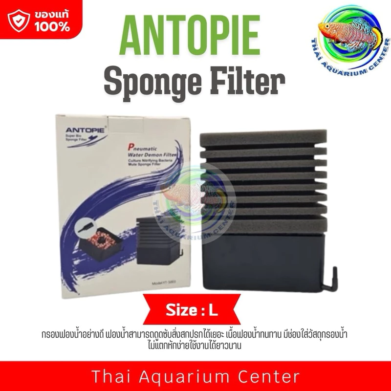 ANTOPIE Sponge Filter กรองฟองน้ำอย่างดี ฟองน้ำช่วยดูดซับสิ่งสกปรก เนื้อฟองน้ำทนทาน มีช่องใส่วัสดุกรองด้านล่าง thumbnail 3