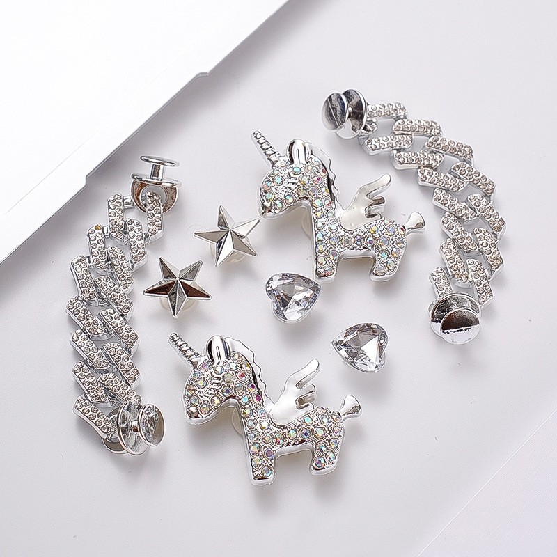 คริสตัลเจาะรองเท้าปุ่ม jibbits Charm จิบบิทรองเท้า สําหรับ DIY เครื่องประดับดอกไม้ส่วนบุคคล Clog รองเท้าอุปกรณ์ตกแต่งฤดู