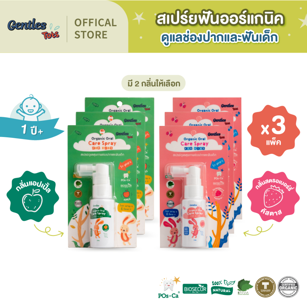 [แพ็คx3] Gentles Tots สเปรย์ป้องกันฟันผุ สเปรย์ฉีดฟัน สเปรย์เคลือบฟัน สเปร์ยฟันออร์แกนิค สำหรับเด็ก 1 ปี+