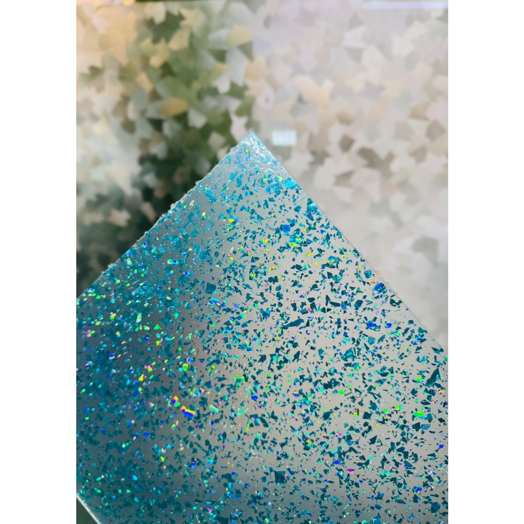 แผ่นกากเพชรNT09 "สีฟ้าอมเขียว" ความหนา3มิล ขนาด25cmx30cm