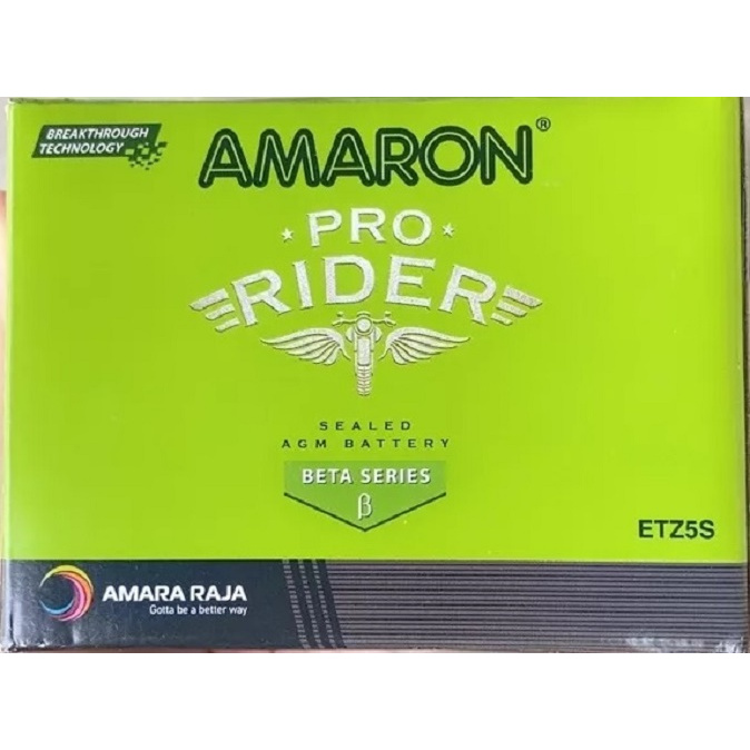 (ยกลัง(10ลูก) 3300 บ ส่งฟรี) แบตรถมอเตอร์ไซค์ AMARON ETZ5S แบตแห้ง ไม่มีแผงกดวัดไฟ