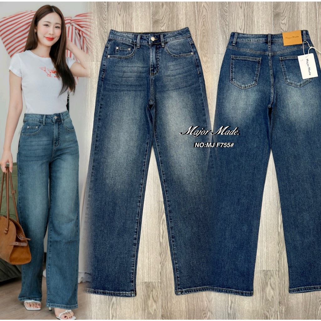 MJF755# กางเกงยีนส์ขากระบอก