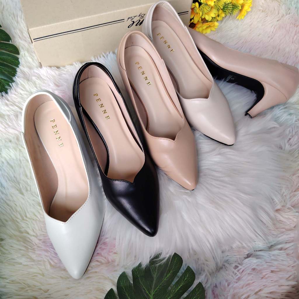 DE01:พร้อมส่งไทย คัชชูส้นแหลม2.5นิ้วหน้าวีเก็บทรงดีมาก35-40 Penne /41-45 (2.5นิ้ว)P&A