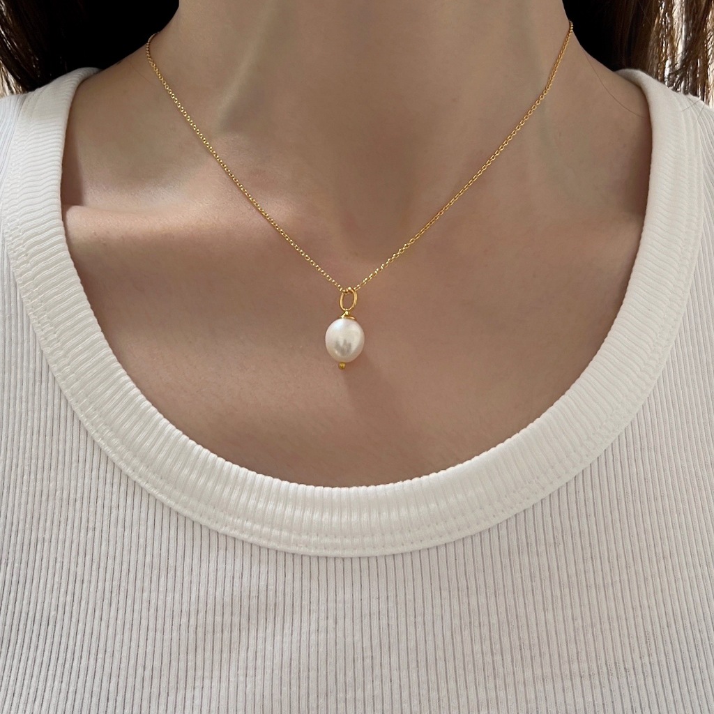 grumpy, Single Pearl Pendant + Necklace Set(สร้อยพร้อมจี้มุก 1 ชิ้น)