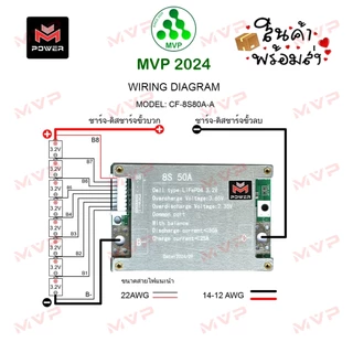 👍BMS 8S CF จาก M-Power แท้100% 15A, 35A และ 50A Common Port วงจรป้องกันแบตเตอรี่ LiFePo4 3.2v ราคา1ชิ้น พร้อมส่ง