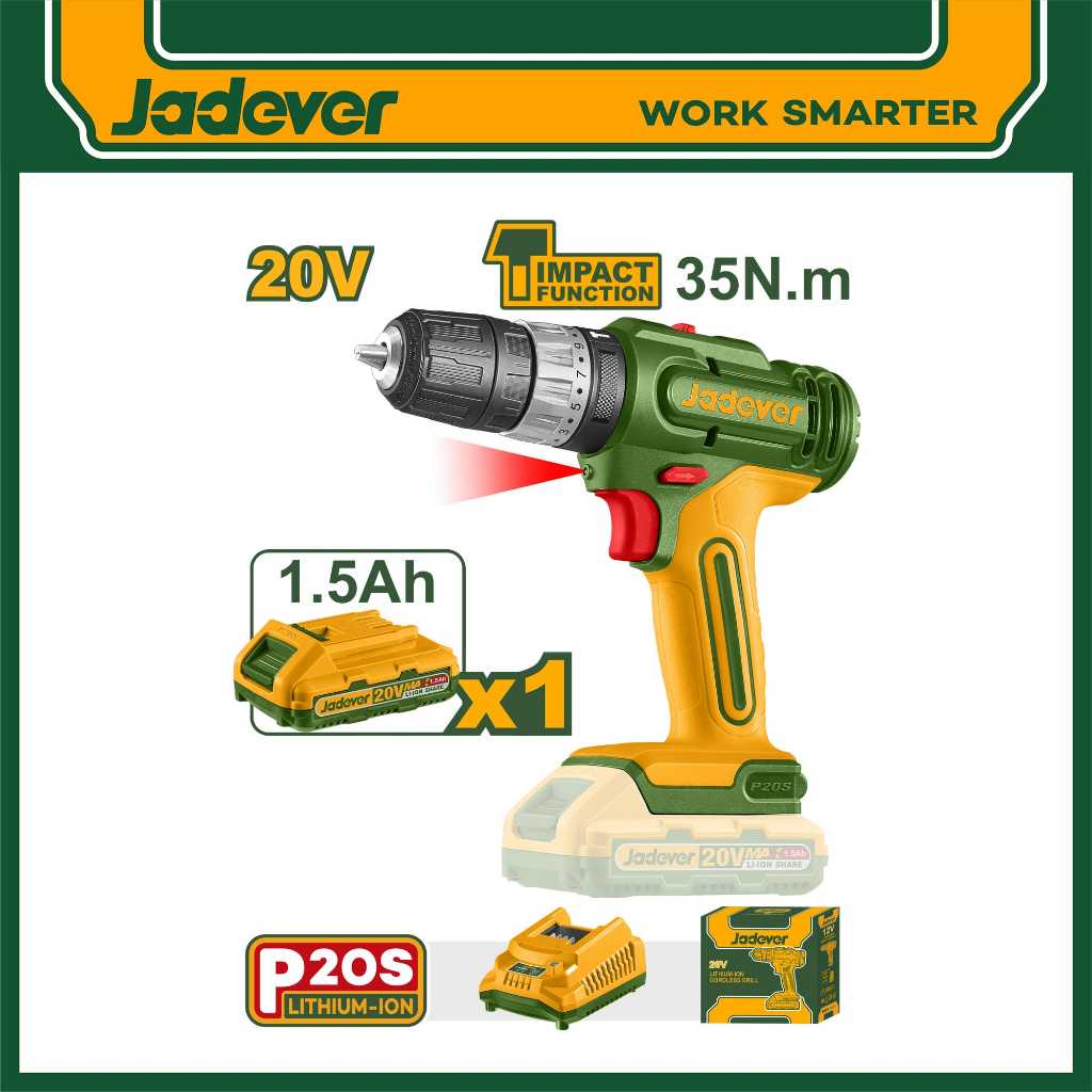 JADEVER สว่านแบตเตอรี่ไร้สาย20V #JDCDP521