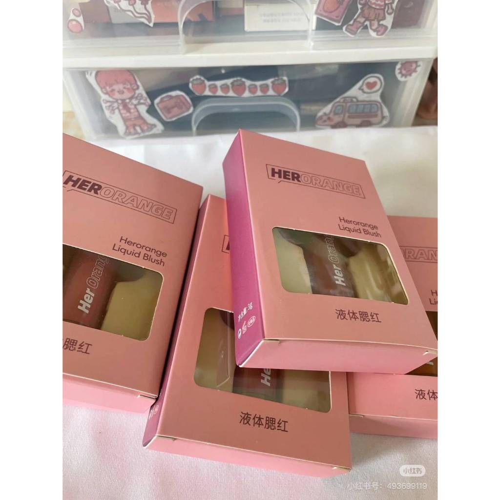 C.164.Herorange บลัชออนโทนนู้ด ทาตาแก้มปาก3in1 เนื้อครีมติดทน กันน้ำ เนื้อลิขลิด มี 6 สี ติดทน - รูปที่ 2