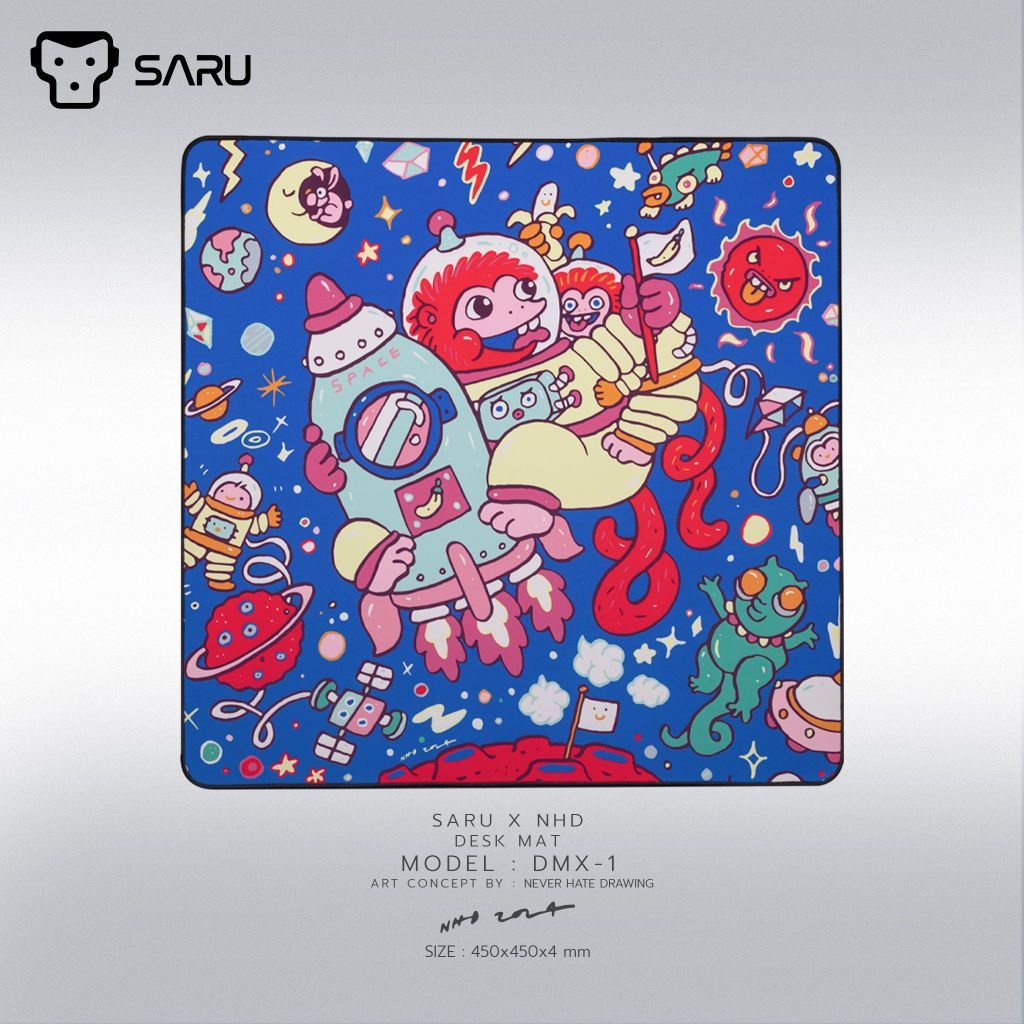 [กรุงเทพฯ ส่งด่วน 2 ชั่วโมง] SARU แผ่นรองเมาส์ ขนาด 45x45 ซม. SARU DMX1 x NHD (Never Hate Drawing)
