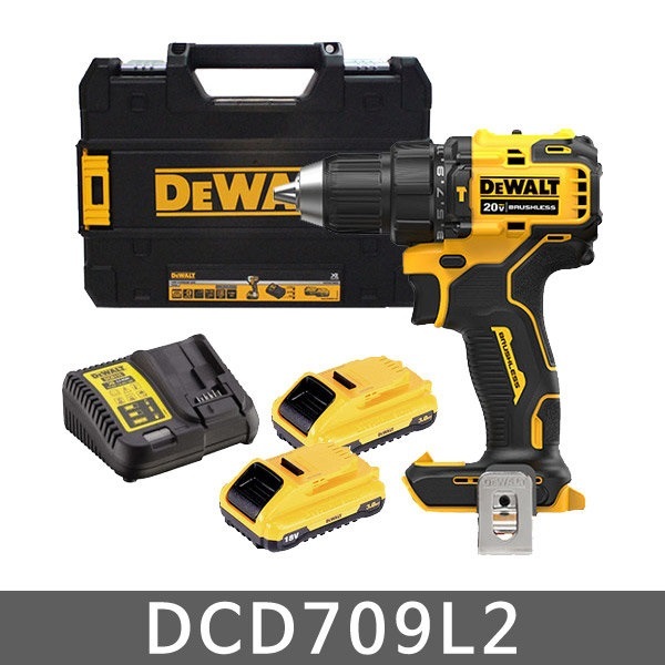 DEWALT สว่านกระแทกไร้สาย 20V Atomic Short-body รุ่น DCD709L2 ( motor Brushless ) รับประกันศูนย์ 3 ปี