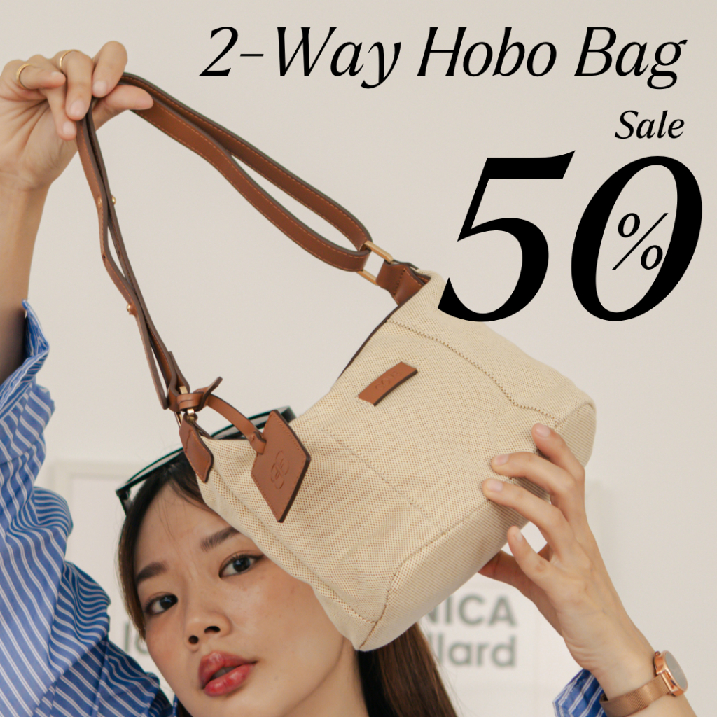 Defect 50% COVE 2-Way Hobo Bag กระเป๋าสะพายไหล่ผ้าแคนวาสทูโทน กระเป๋าครอสบอดี้ สะท้อนน้ำ