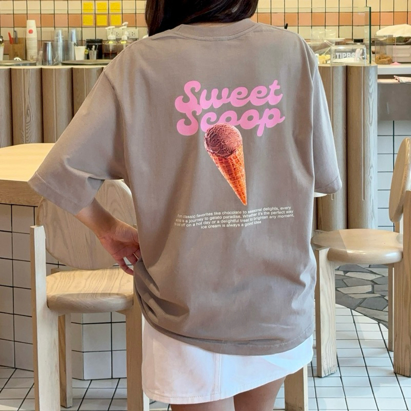 myyoungs - Sweet Scoop เสื้อยืดโอเวอร์ไซส์