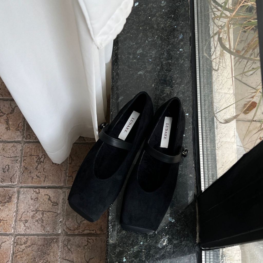 AS093 รองเท้าหนังกลับ รองเท้าสีน้ำตาล Suede Shoes Brown รองเท้าบัลเล่ต์