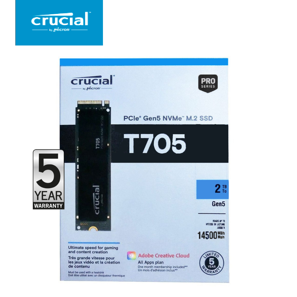 Crucial 2TB T705 NVMe Gen5 M.2 SSD