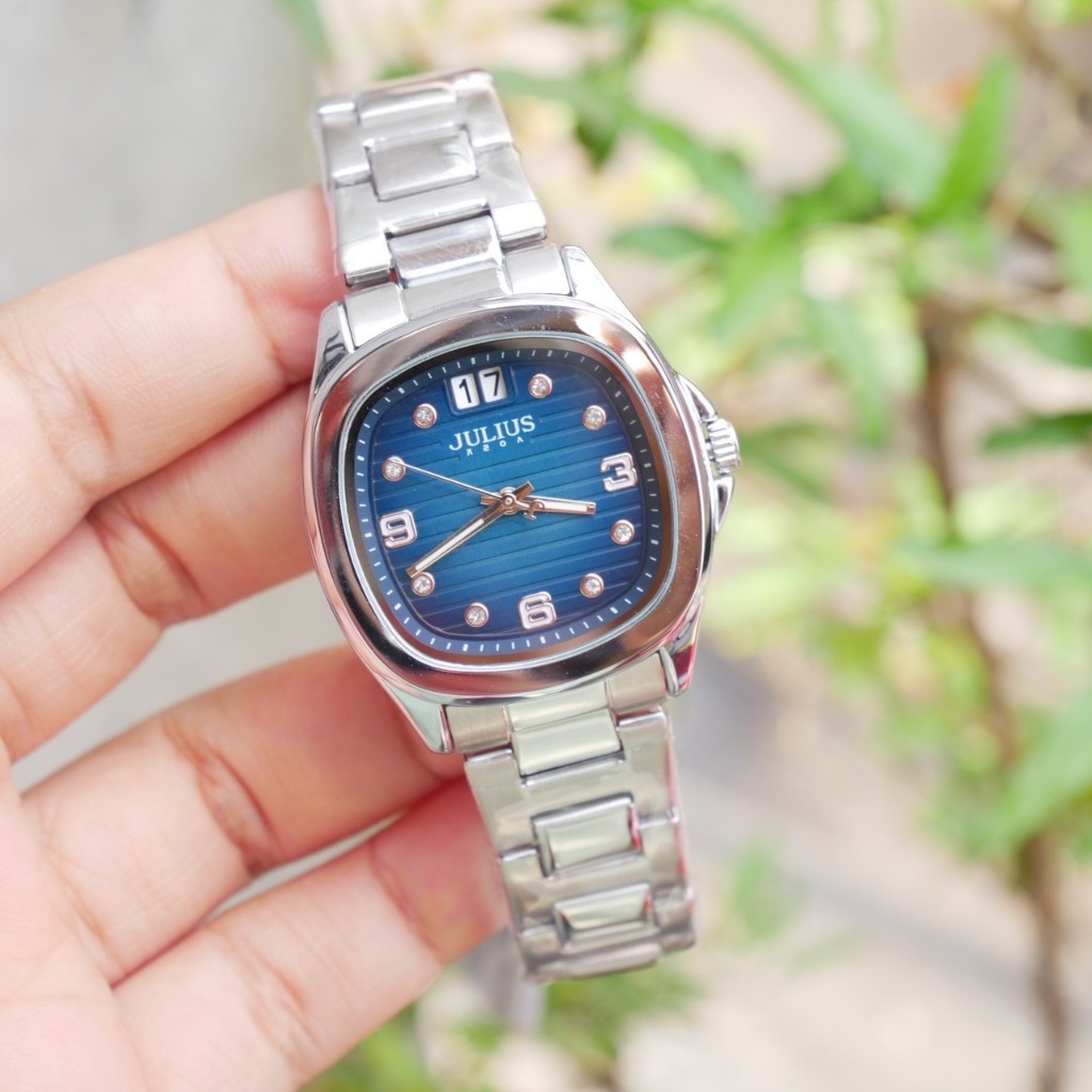 Julius นาฬิกาข้อมือผู้หญิง JA-1519 สายสแตนเลส หน้าปัดสี่เหลี่ยมมน แบรนด์เกาหลี แฟชั่นฮิตของแท้