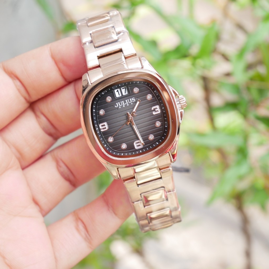 Julius นาฬิกาข้อมือผู้หญิง JA-1519 สายสแตนเลส หน้าปัดสี่เหลี่ยมมน แบรนด์เกาหลี แฟชั่นฮิตของแท้