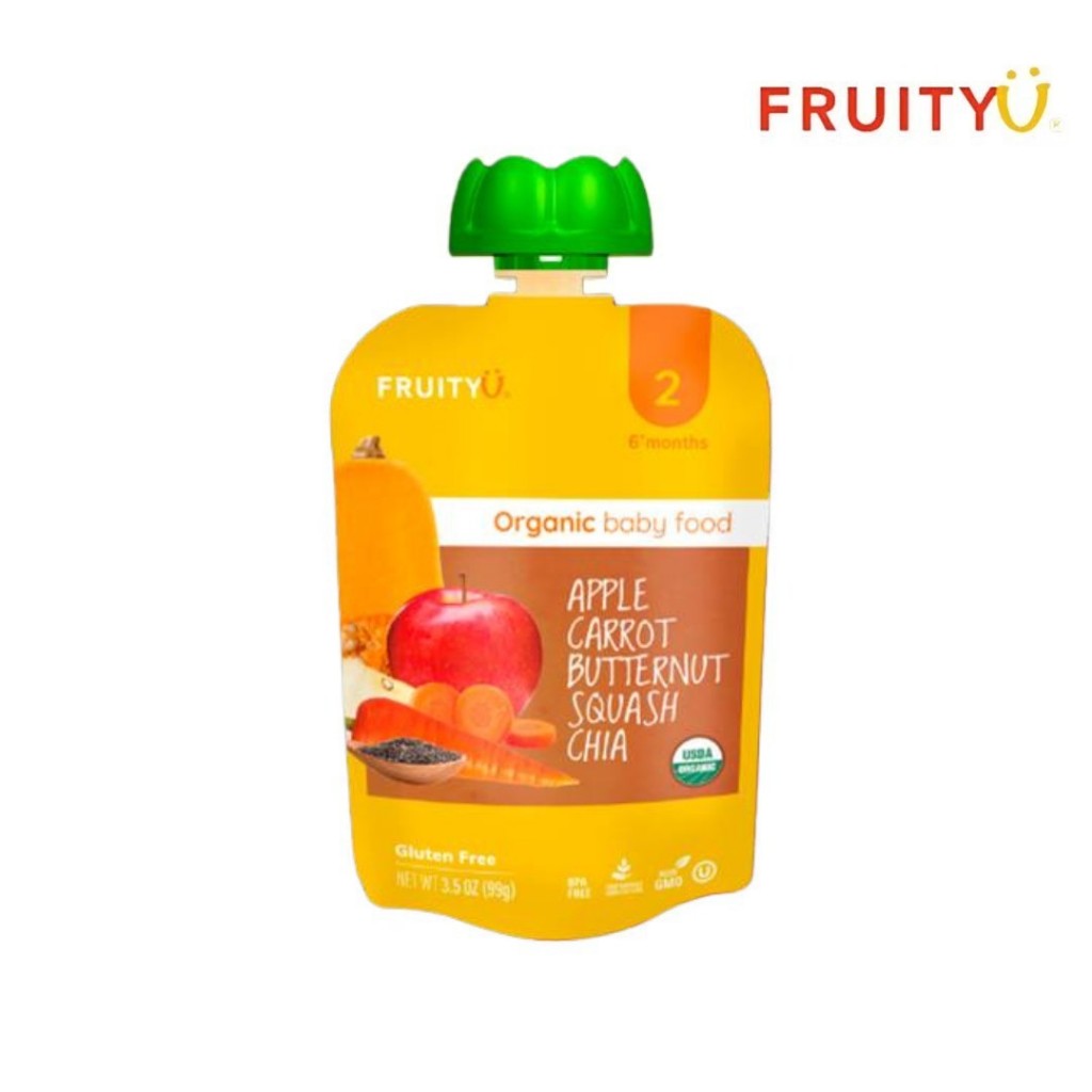 FruityU Apple Carrot Butternut Squash Chia อาหารเด็กบด ออร์แกนิค แอปเปิล แครอท บัตเตอร์นัท เชีย