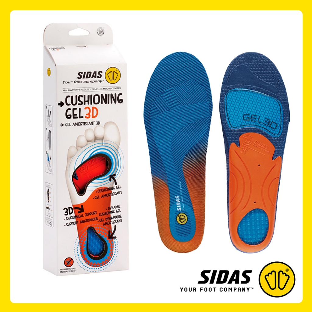 SIDAS Cushioning Gel 3D Insoles แผ่นรองเท้าสำหรับชีวิตประจำวัน ซัพพอร์ตอุ้งเท้า เสริมเจลลดแรงกระแทก