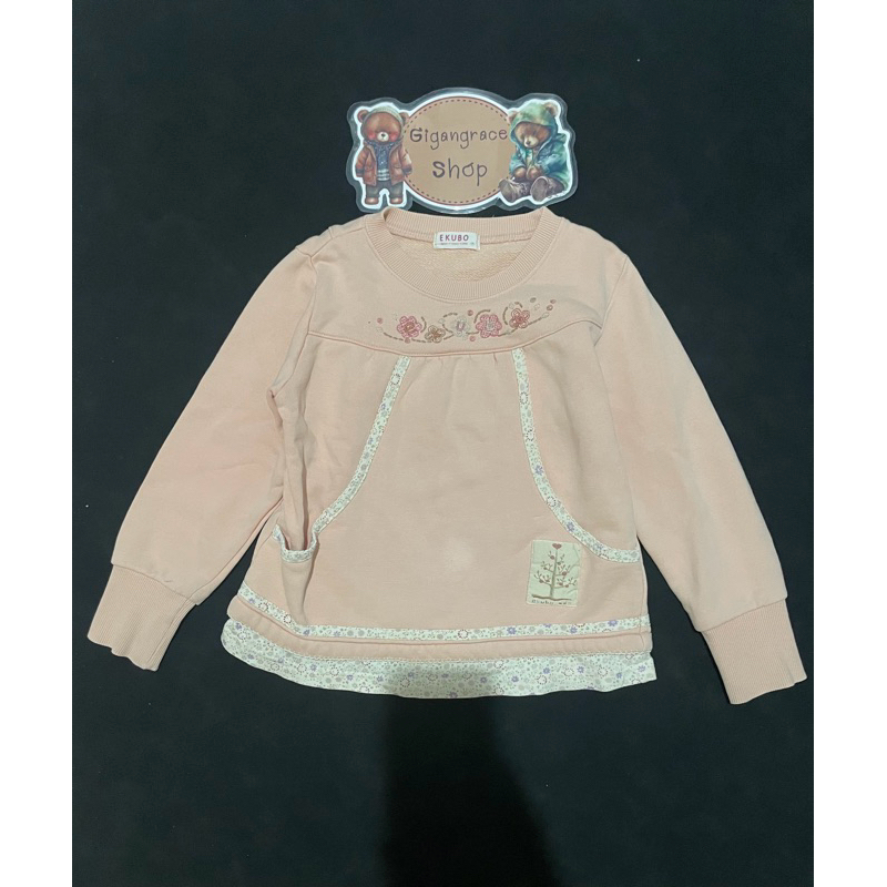 🧥เสื้อสเวตเตอร์ เสื้อกันหนาวของเด็กมือสอง (สีส้มอ่อน) Size 120 แบรนด์ Ekubo ของแท้ ✨💯% สภาพ 85%