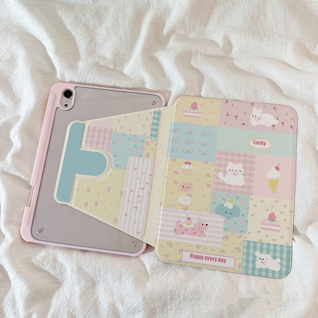 ⚡พร้อมส่ง⚡case iPad Gen12 Gen11 Air8 11 ที่ใส่ปากกา ลูกสุนัขผีเสื้อช้าง เคสiPadหมุน 360°Air7/6 Gen10