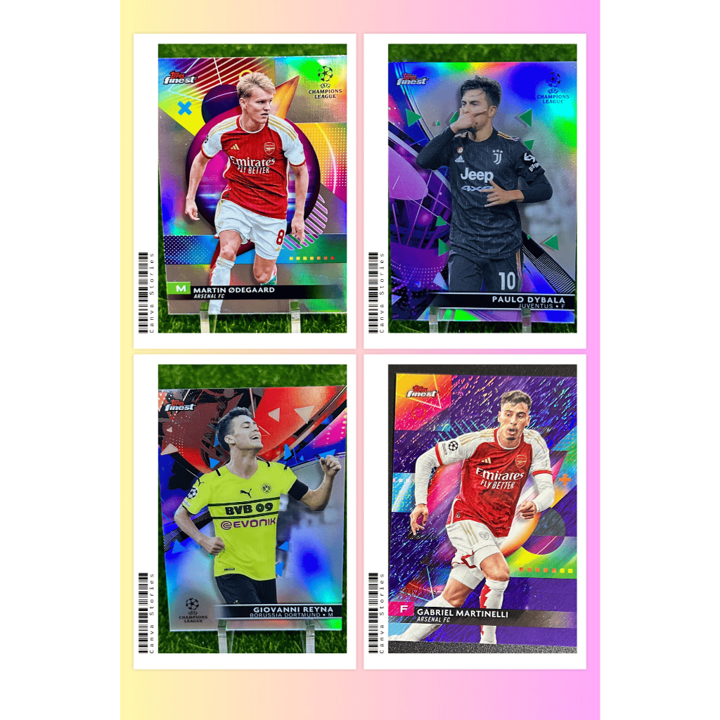 SET Topps Finest Refractor MARTINELLI RUN /199, ODEGAARD, HAVERTZ, REYNA, DYBALA