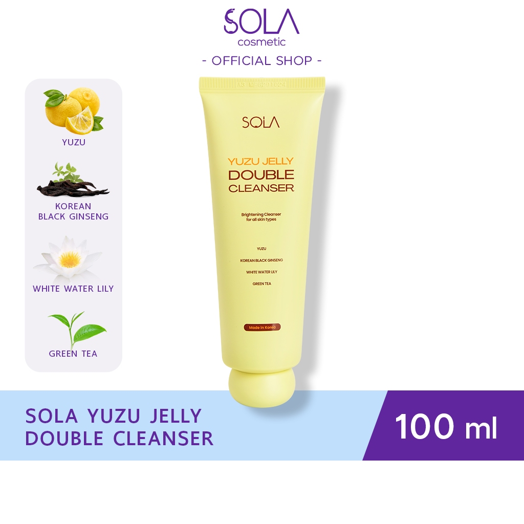 [ ใหม่ ] SOLA YUZU JELLY DOUBLE CLEANSER เจลล้างหน้า ยูซุ 100 ML.