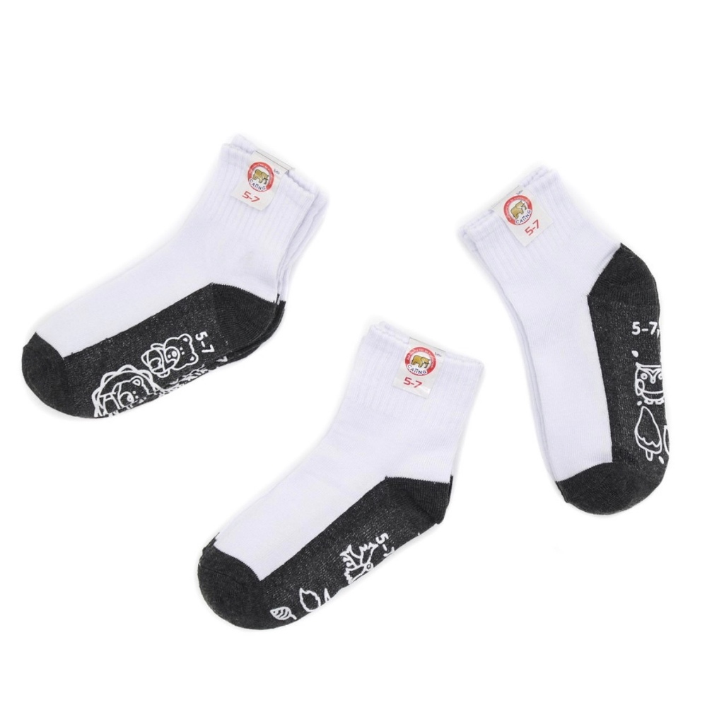 12 คู่ ยกโหล ถุงเท้านักเรียน มียางกันลื่น มี5ไซส์ให้เลือก ถุงเท้าสีขาวพื้นเทา สีน้ำตาล - รูปที่ 4