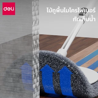 [ของขวัญฟรี] Deli ชุดถังปั่น ไม้ถูพร้อมถังปั่น หมุนได้360℃ ถังแยกน้ำสะอาด-สกปรก แถมไม้กวาด Spin mop